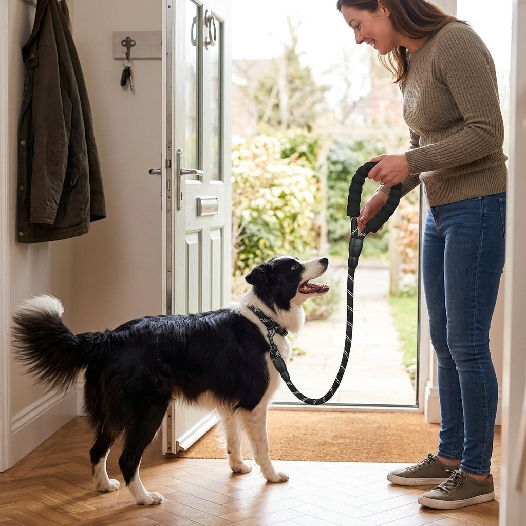 Laisse réfléchissant et à poignée rembourrée pour chien - Promenades sûres et confortables