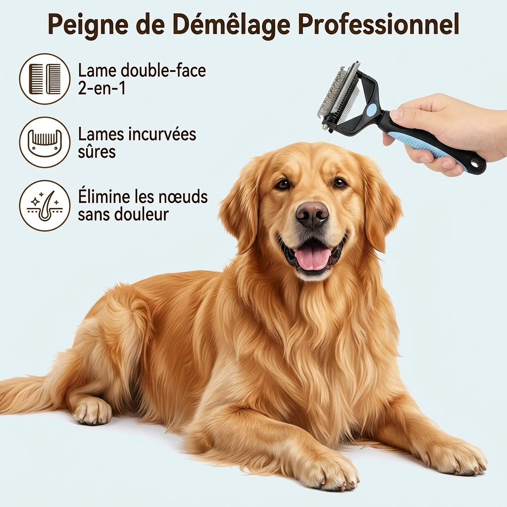 Brosse de toilettage pour chien et chat - Élimine les poils morts en douceur