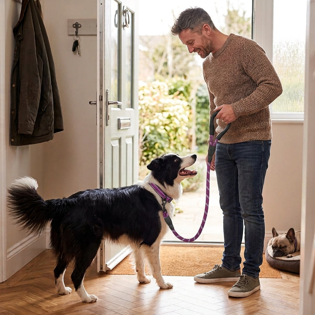 Laisse réfléchissant et à poignée rembourrée pour chien - Promenades sûres et confortables