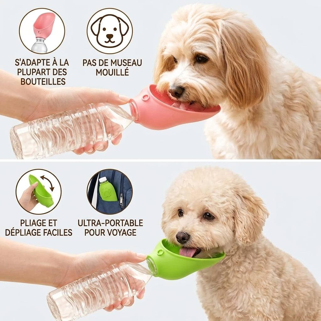 Gourde pliable pour chien et chat - Repas et hydratation faciles en toutes circonstances