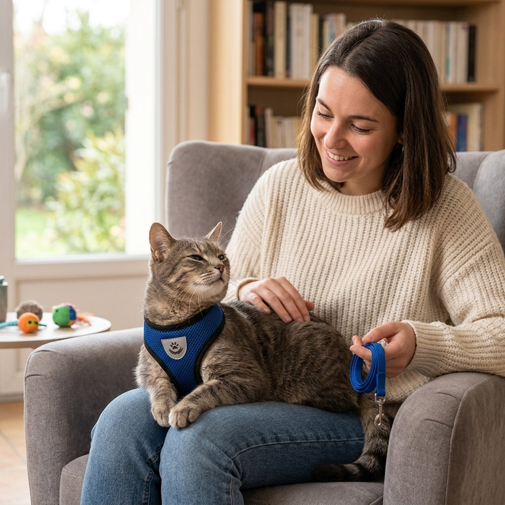 Harnais réfléchissant et en maille respirante pour chien et chat - Promenades sûres et confortables