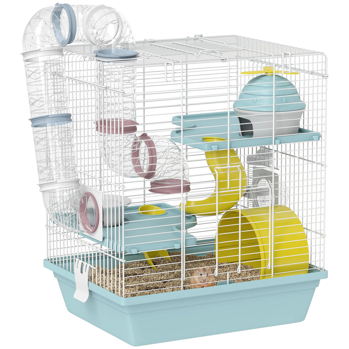 Cage pour hamster 3 niveaux, bleu