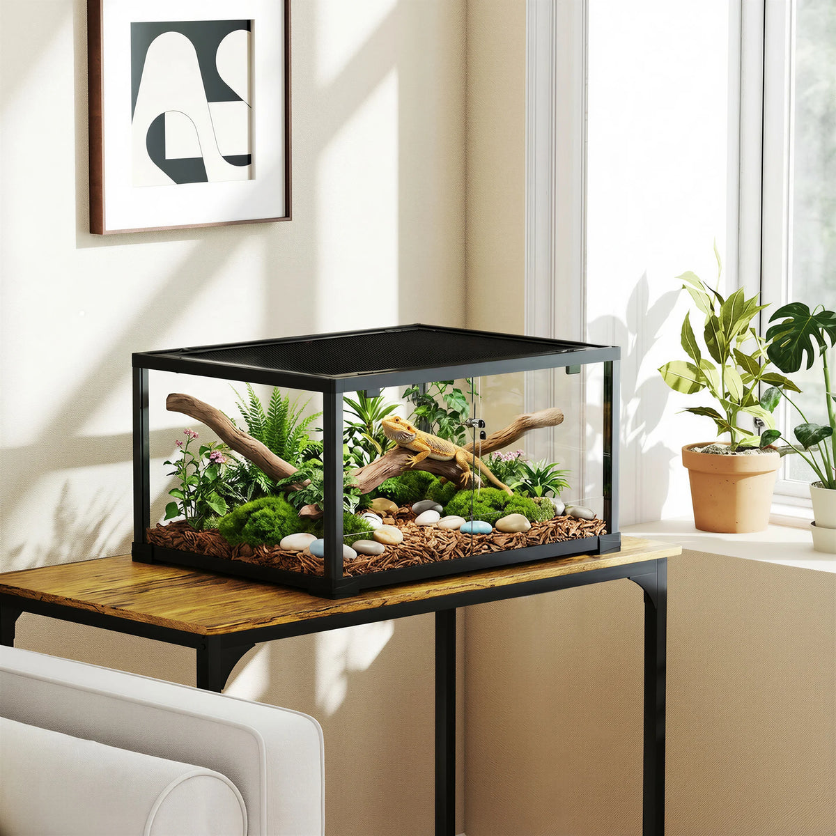 Détail de la ventilation haute du terrarium