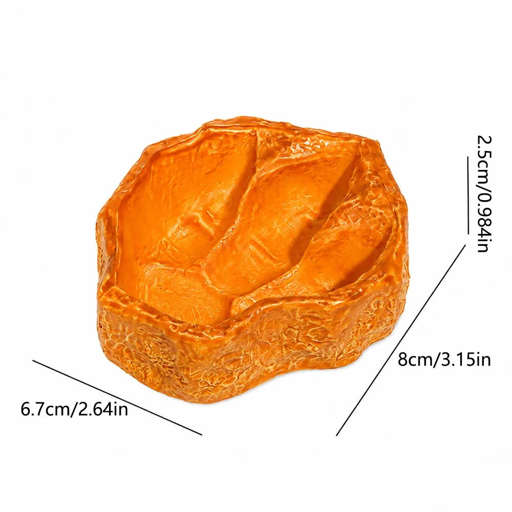 Gamelle reptile forme souche d'arbre, gros plan sur la texture