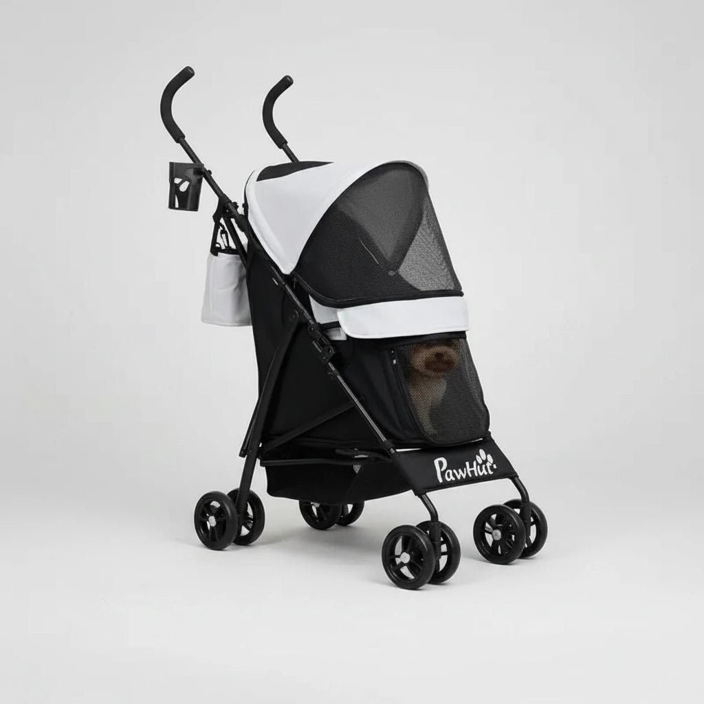 Poussette pliable légère pour chien, vue d'ensemble