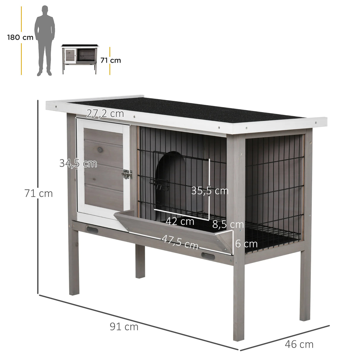 Clapier pour lapin - détail du toit à double porte
