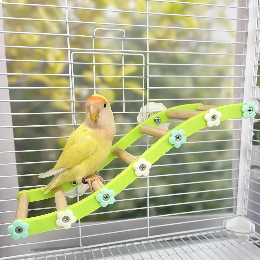 Pont fleuri pour cage à oiseau - détail du décor floral