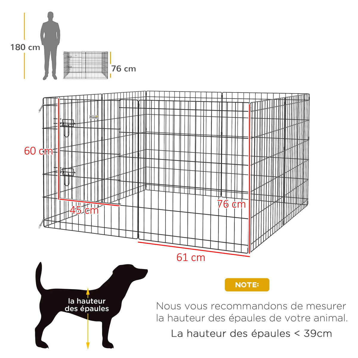 Détail de la structure métallique de l'enclos modulable