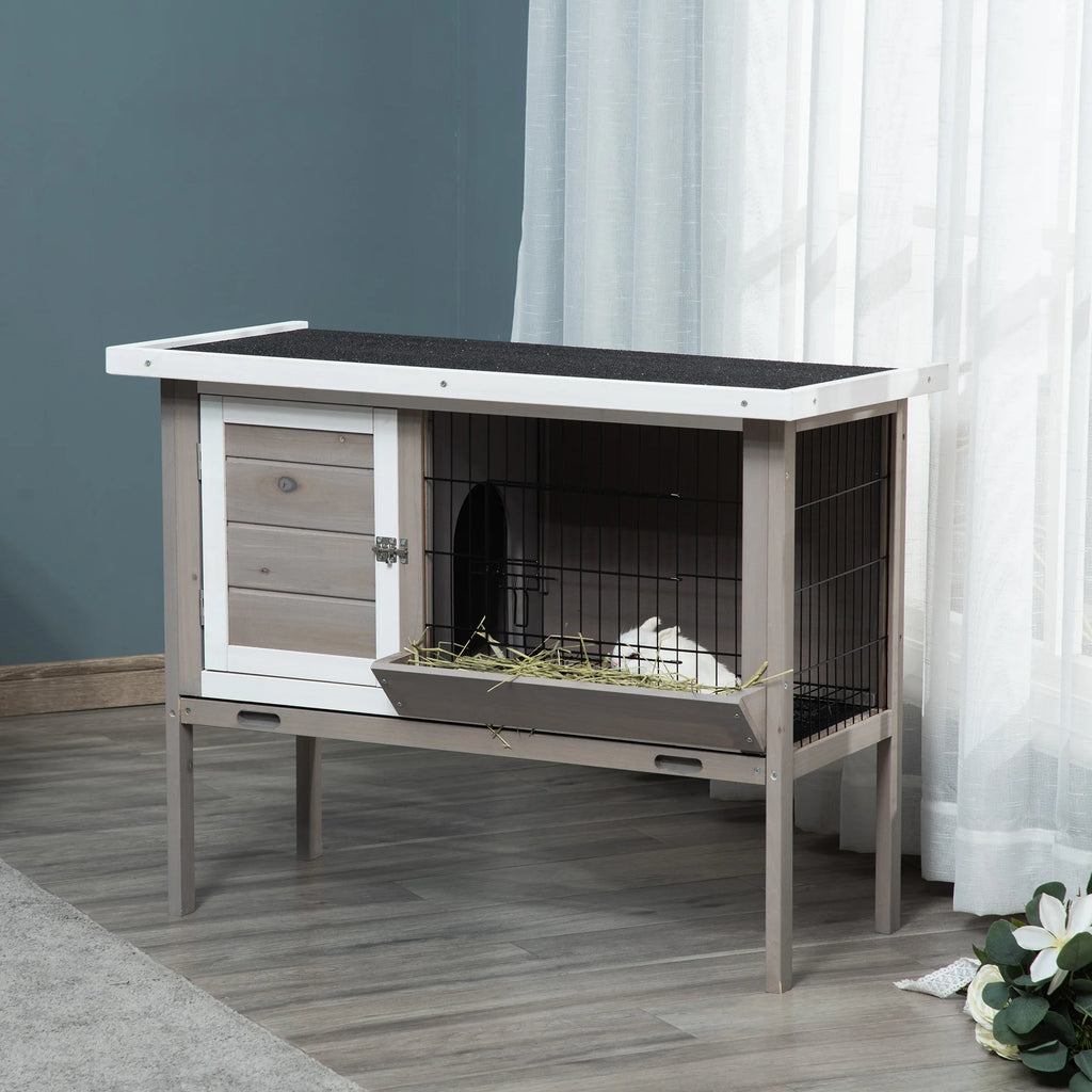 Clapier pour lapin en bois - vue de côté