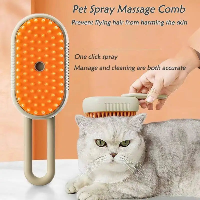 Chat toiletté avec la brosse à vapeur