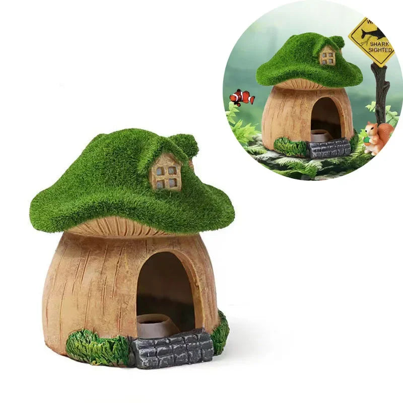 Maisonnette aquarium installée comme abri à crevettes