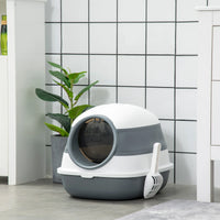 Maison de toilette pour chat avec porte battante ouverte