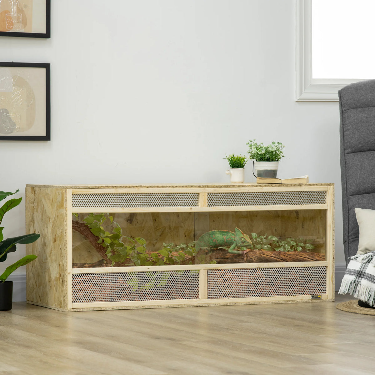 Terrarium en OSB pour reptiles, naturel