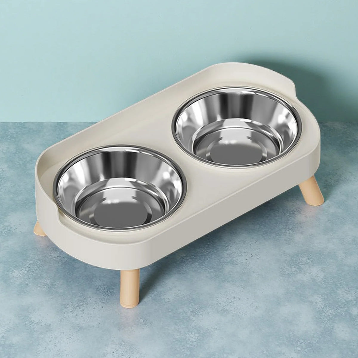 Gamelle double pour chien et chat – vue de profil