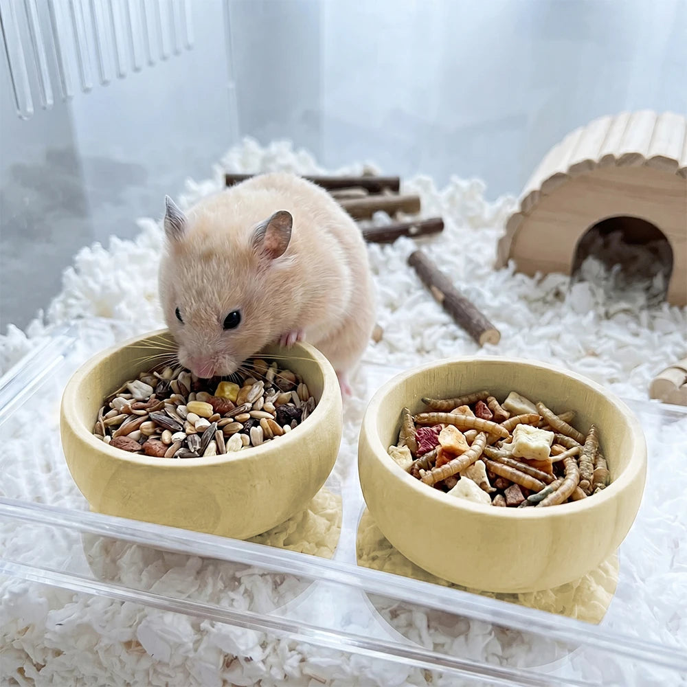 Duo de gamelles en bois pour hamster - vue d'ensemble