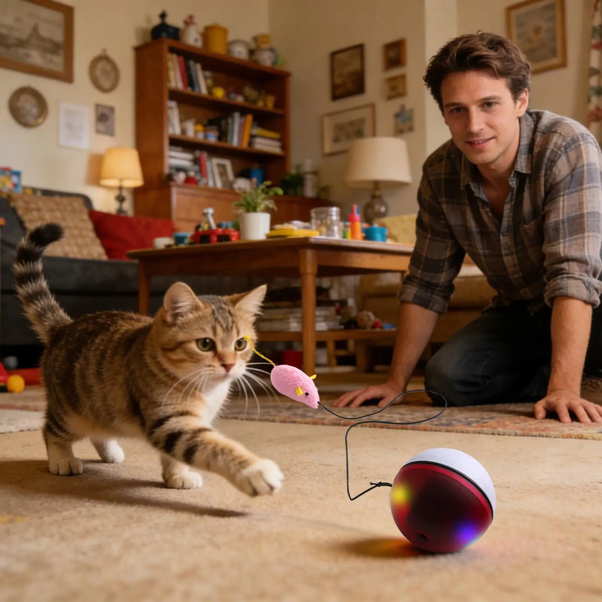 Balle rotative électrique pour chat et chien