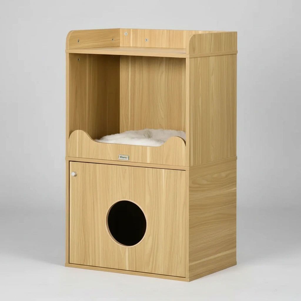 Meuble à litière 3 niveaux pour chat