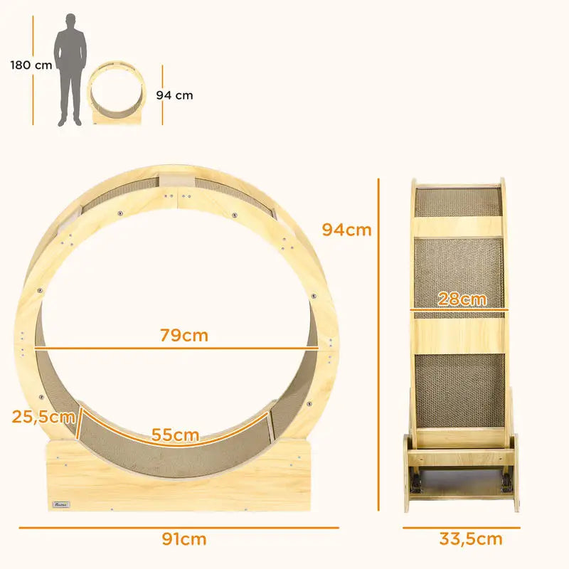 Roue d'exercice pour chat, détail du frein