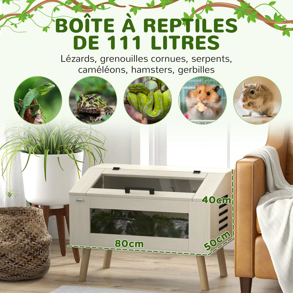 Terrarium en verre 111L, vue de profil