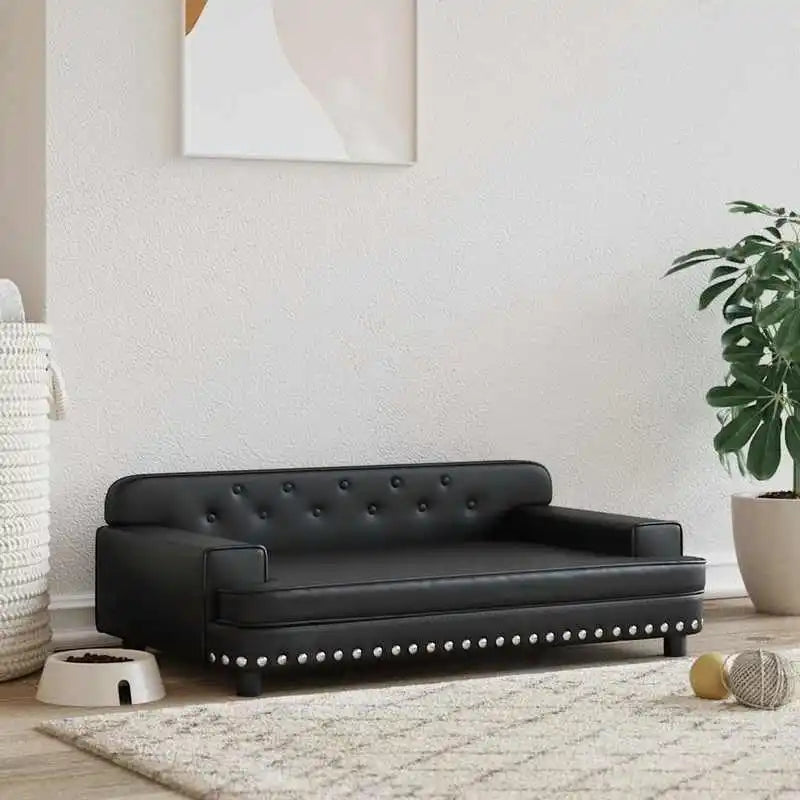 Petit lit pour chien avec structure bois et coussin