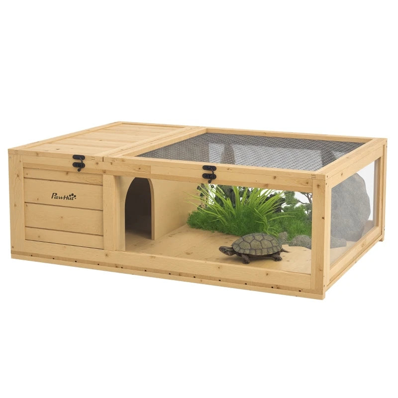 Deux espaces de vie de l'enclos pour tortue