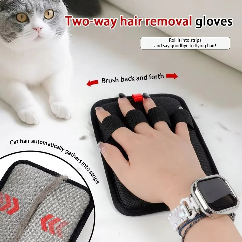 Personne caressant un chien avec les gants de toilettage
