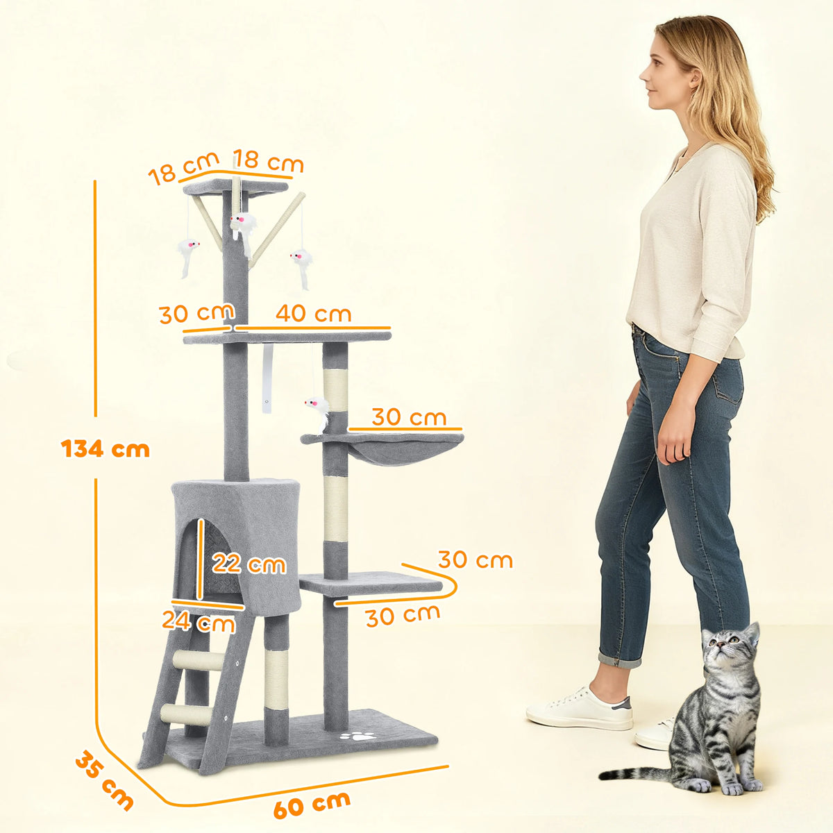 Tour de jeu arbre à chat - kennel intégré