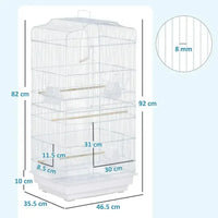 Cage à oiseaux en métal, détail de la balançoire