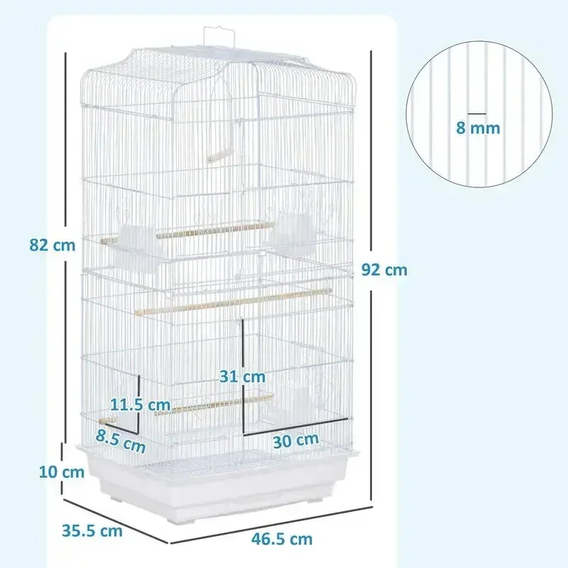 Cage à oiseaux en métal, détail de la balançoire