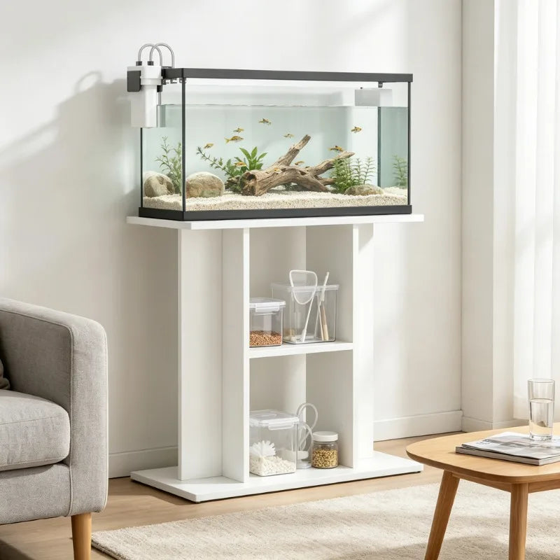 Meuble d'aquarium blanc - vue d'ensemble