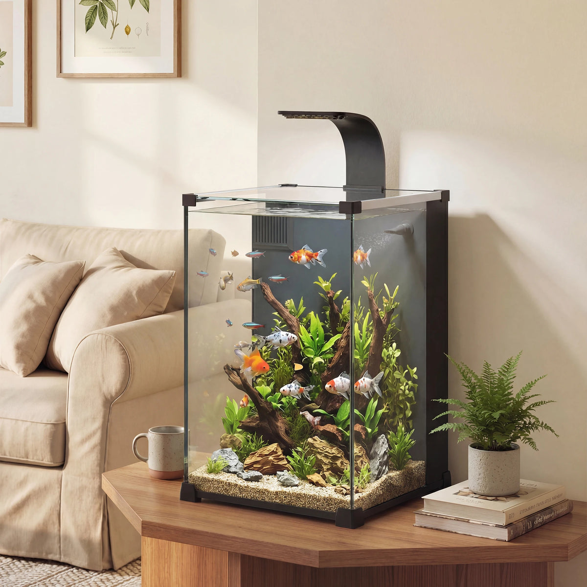 Nano-aquarium 36 litres avec filtre et éclairage LED intégrés