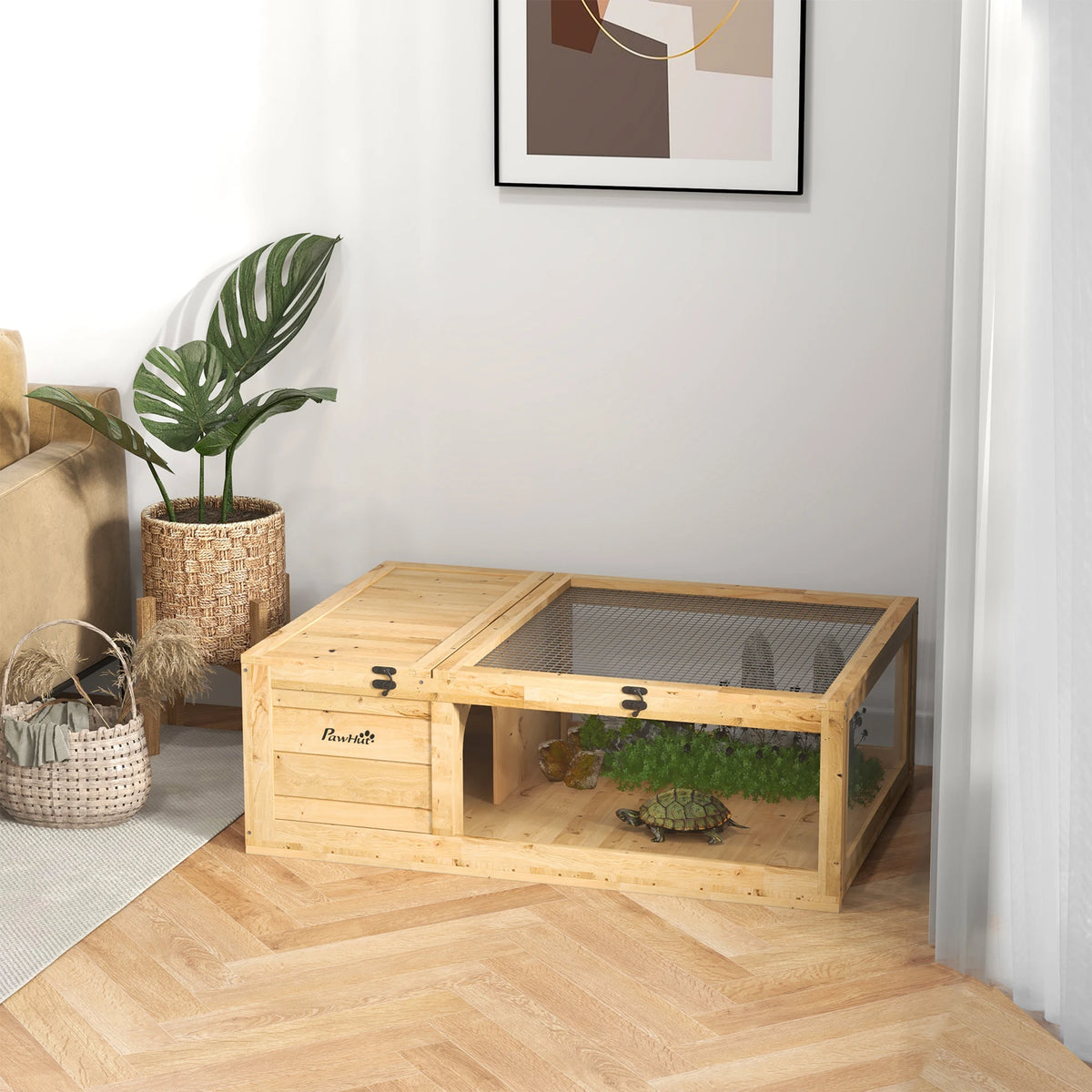 Enclos pour tortue, vue de face