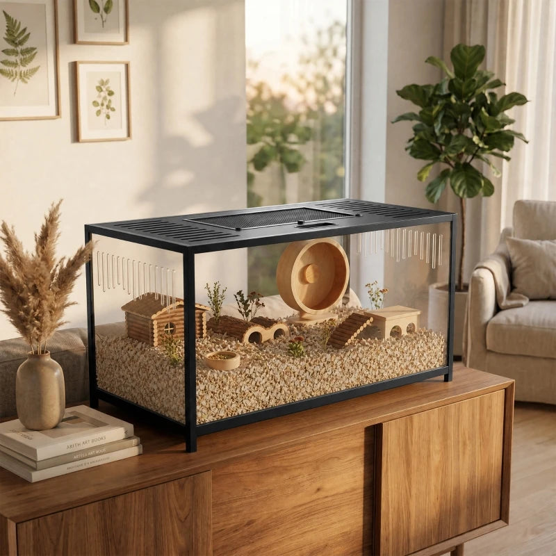 Cage panoramique 360° noire pour hamster et rongeur