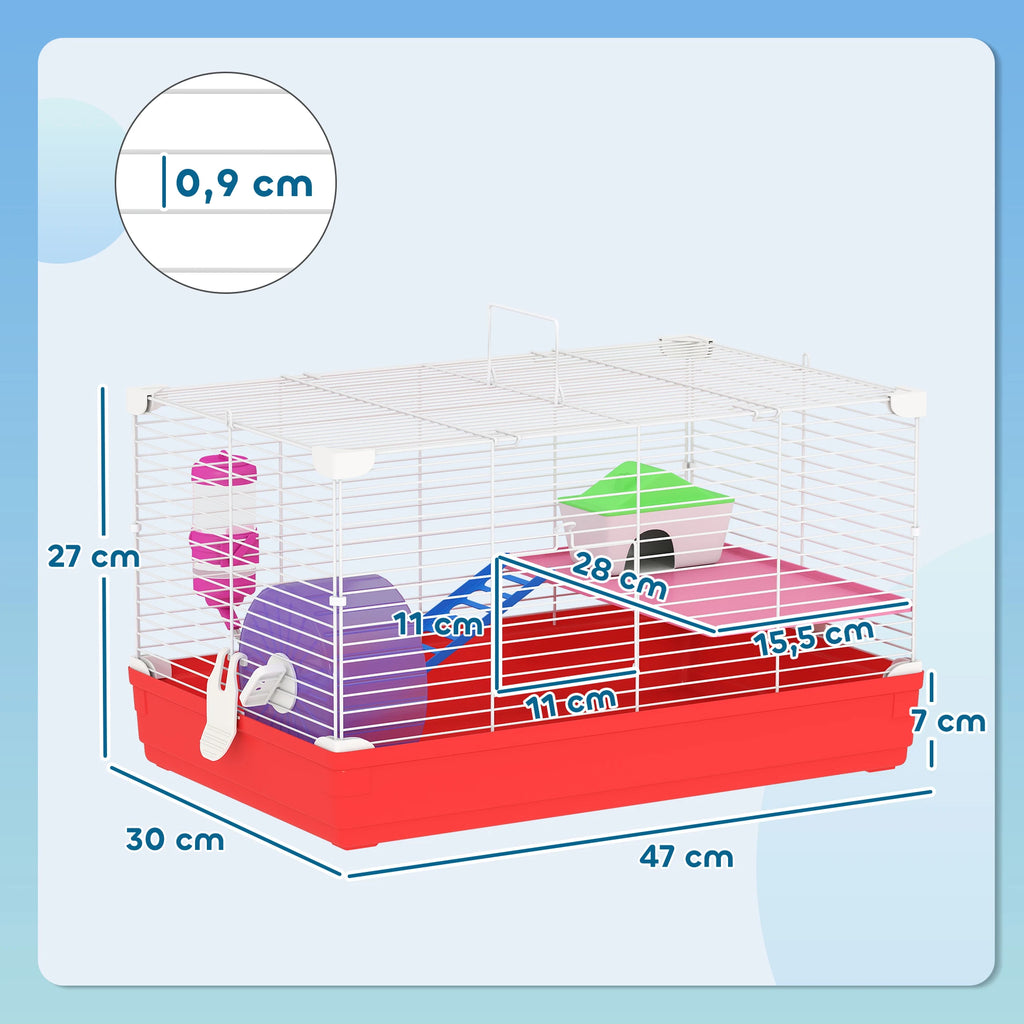 Cage hamster 2 niveaux, vue de face