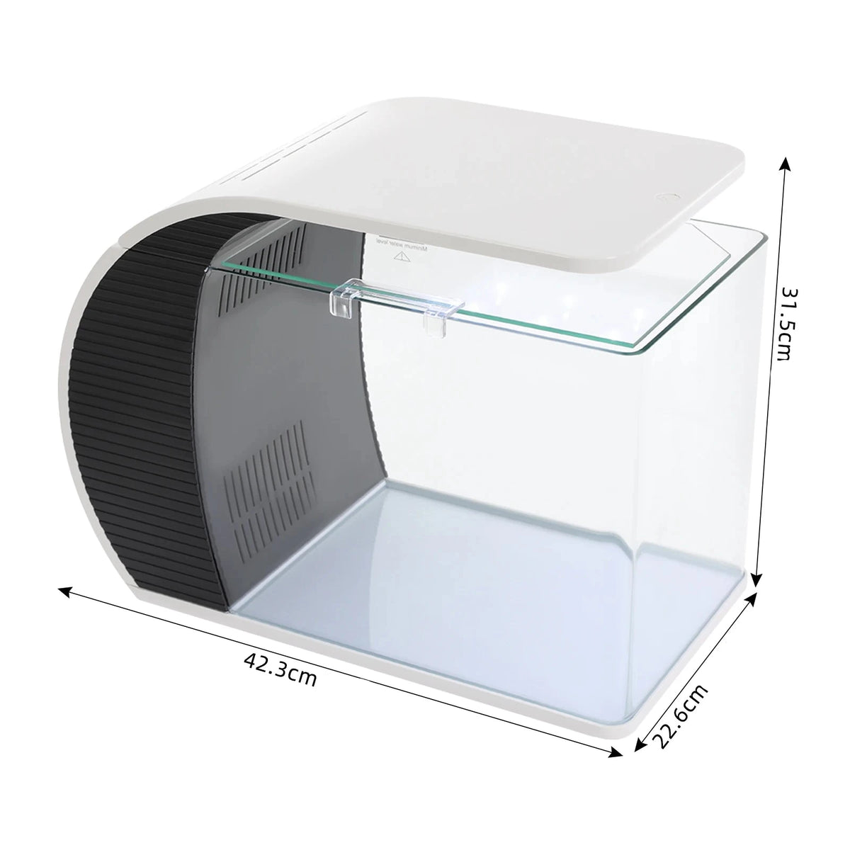 Kit aquarium LED vu de face avec éclairage allumé