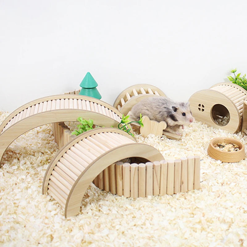Pont en bois pour hamster et rongeur - vue d'ensemble