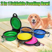 Gamelle double pliable pour chien, repas et eau