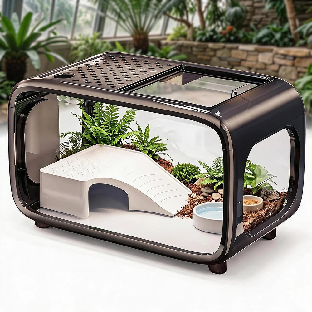 Aquaterrarium pour tortue - installé avec de l'eau