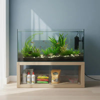 Aquarium en verre avec rangement intégré