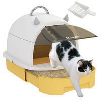 Maison de toilette fermée pour chat, jaune