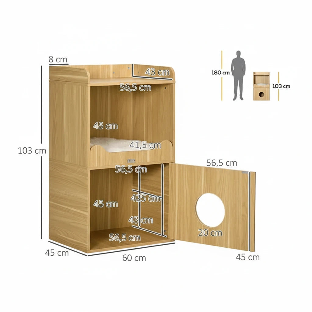 Porte fermée du meuble à litière