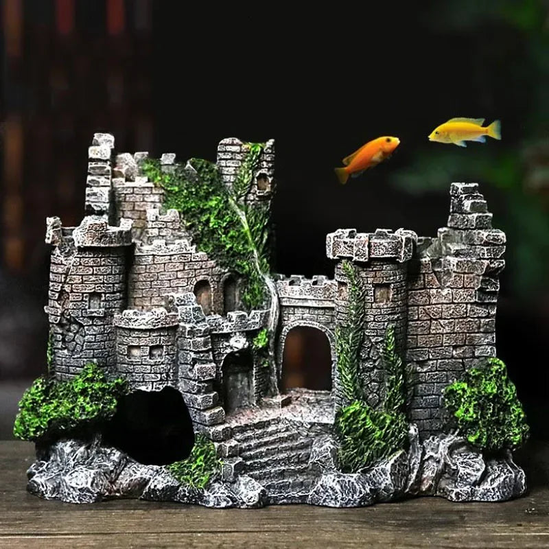 Château en résine pour aquarium - vue d'ensemble