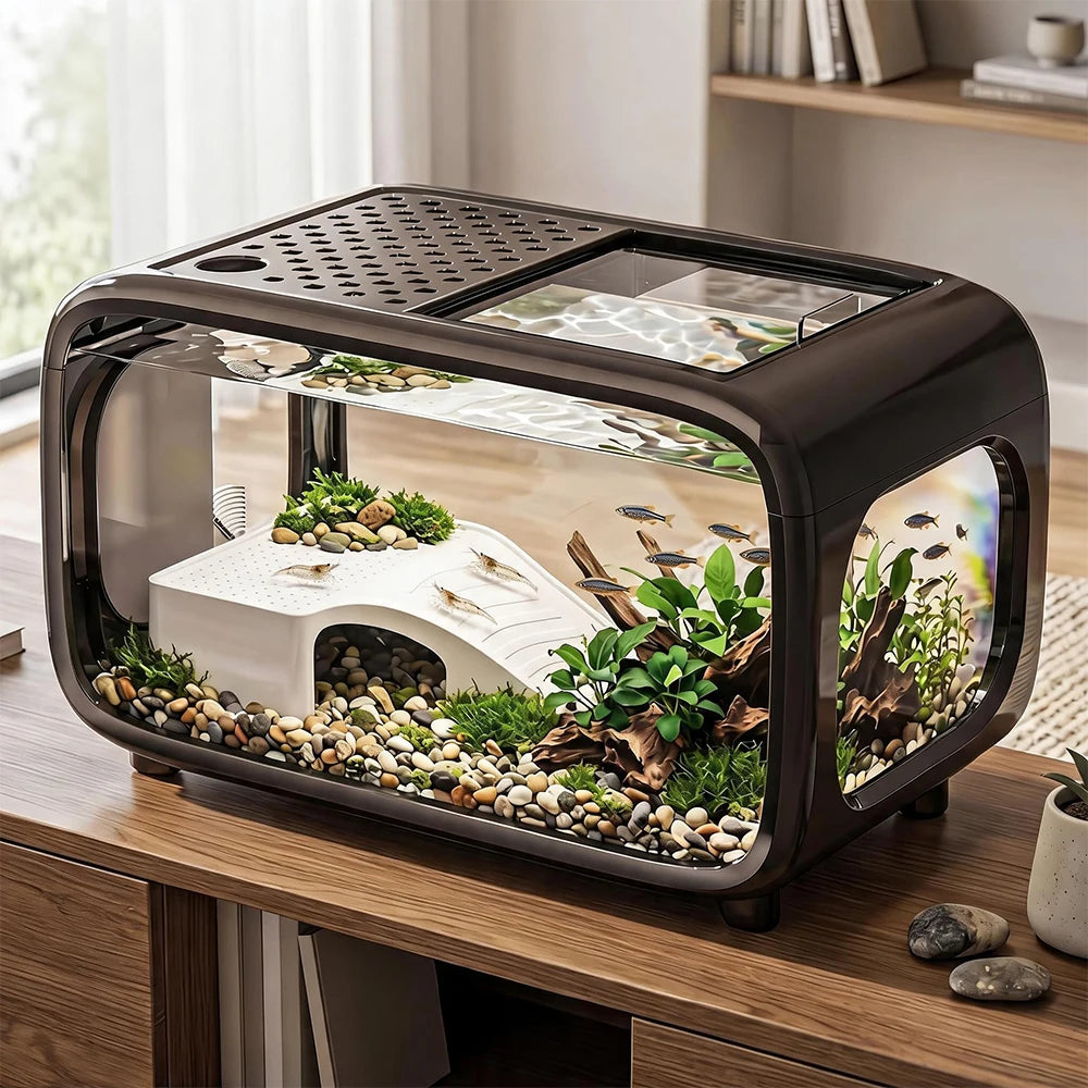 Aquaterrarium pour tortue aquatique - cachette intégrée