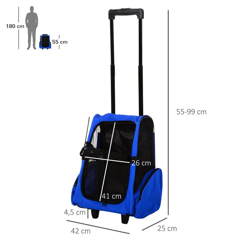 Sac de transport à roulettes, poignée télescopique déployée