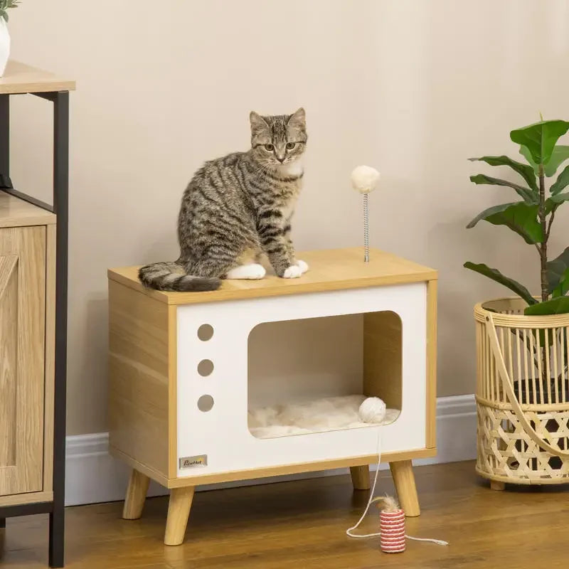 Intérieur de la maisonnette pour chat