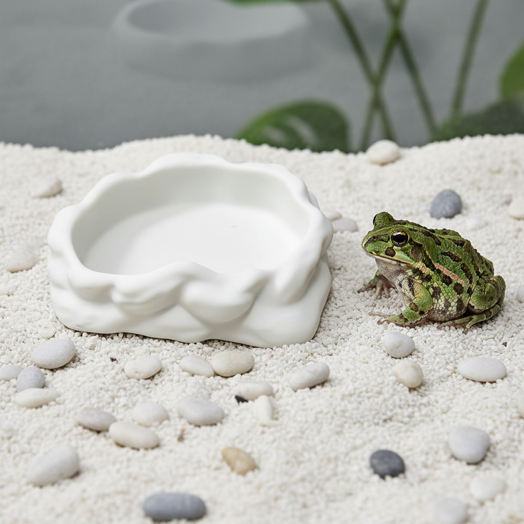 Gamelle imitation pierre pour reptiles, coloris blanc