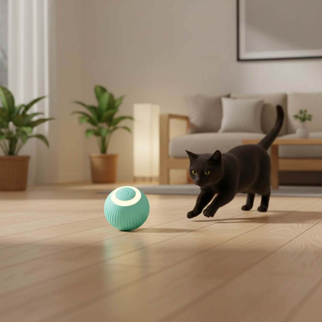 Jouet automatique rechargeable pour chat en situation, vue 9