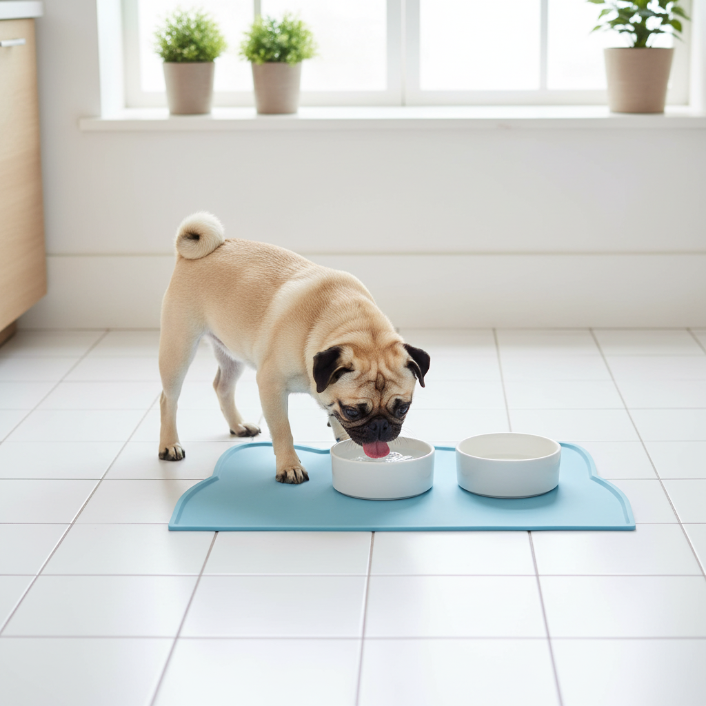 Gamelle pliable imperméable bleue pour chien et chat