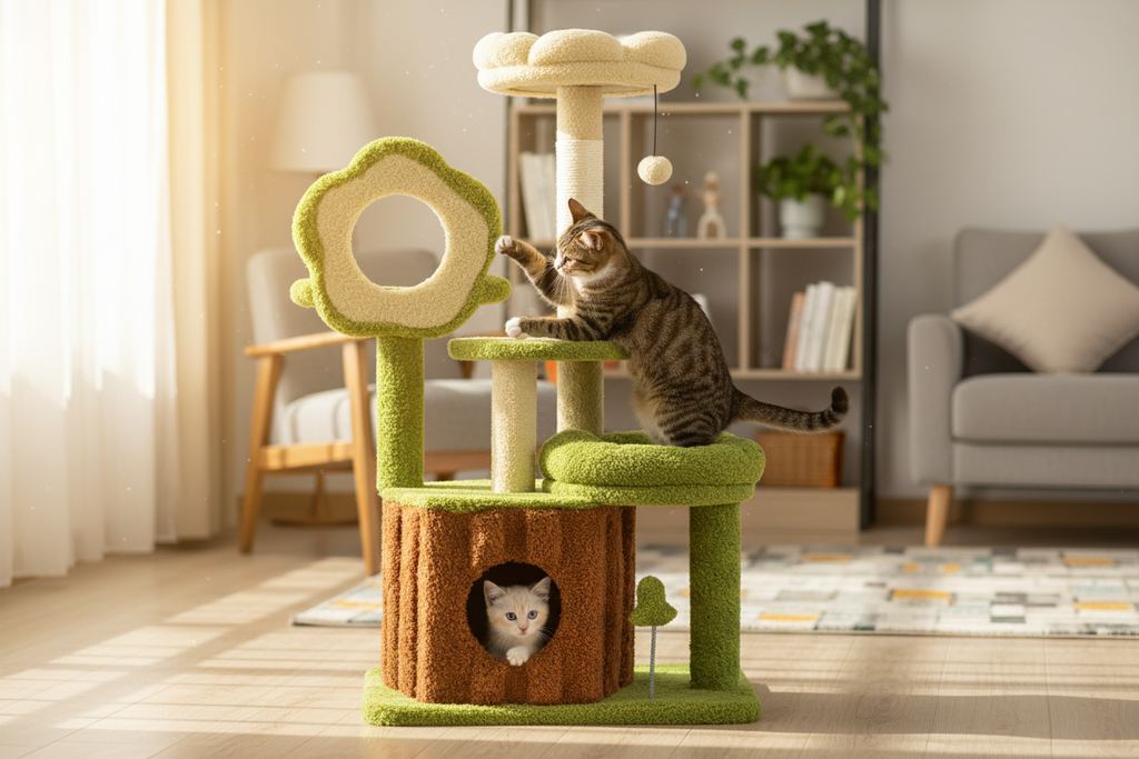 Chat jouant avec le pompom