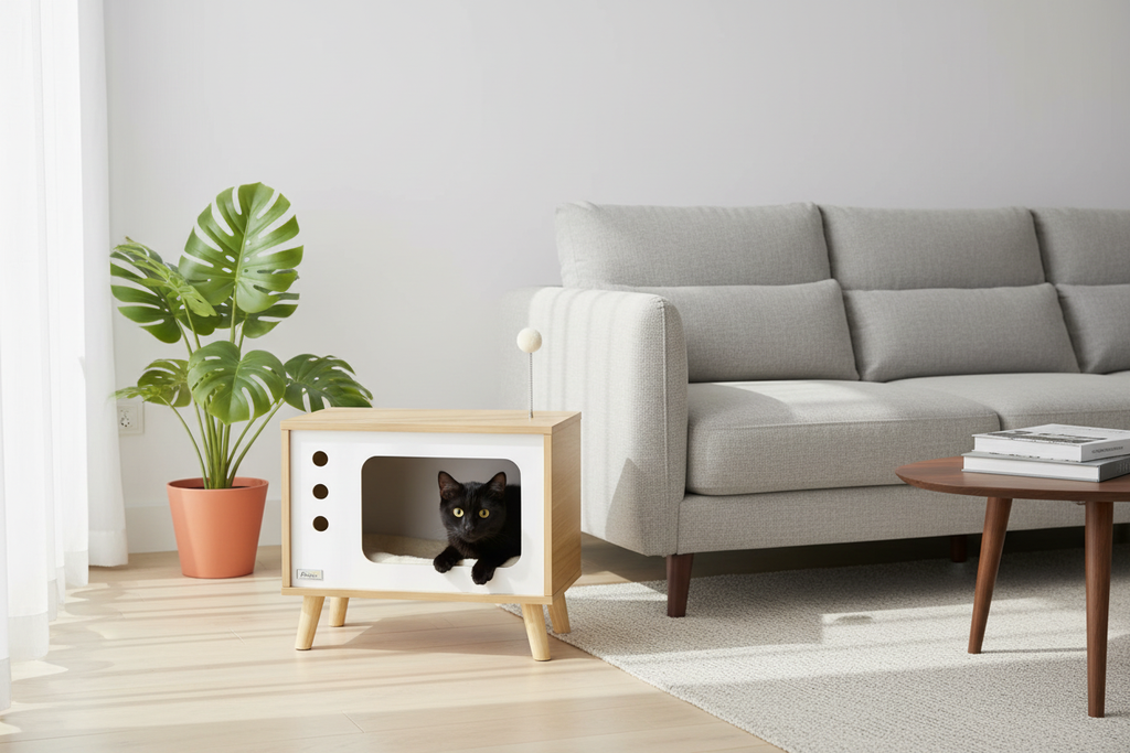 Chat noir qui épie